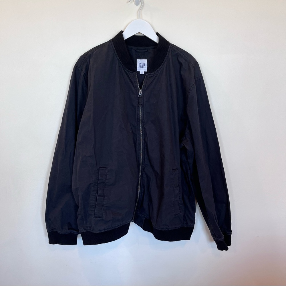 Gap Relaxed Tiptop Bomber Jacket Mens Xxl Black Cotton Zipper Pockets Chore